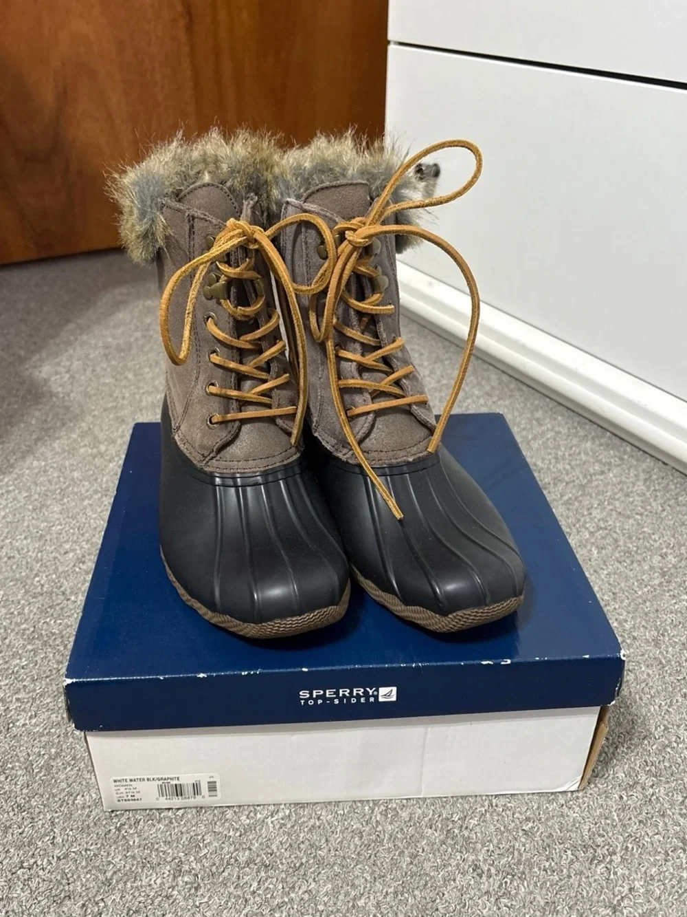 Sperry Brown and Black Top-Sider Duck Boots